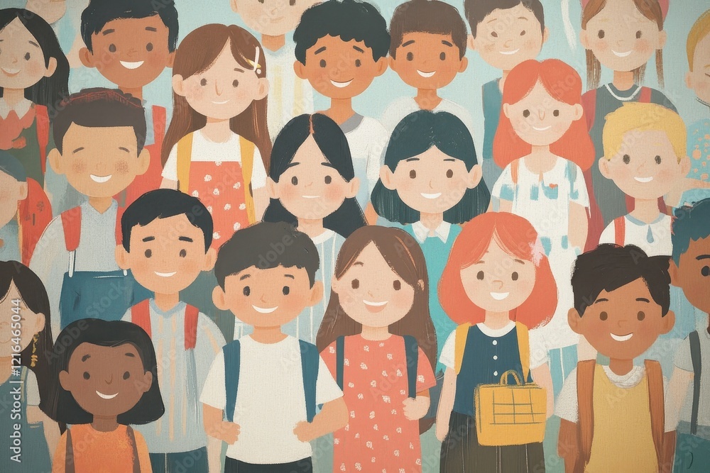 Diverse Children Smiling Together In A Group