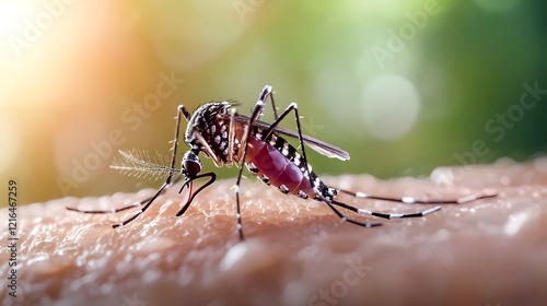 Wallpaper Mural rendering of the Aedes aegypti mosquito known as the primary for various tropical diseases feeding on human skin Torontodigital.ca