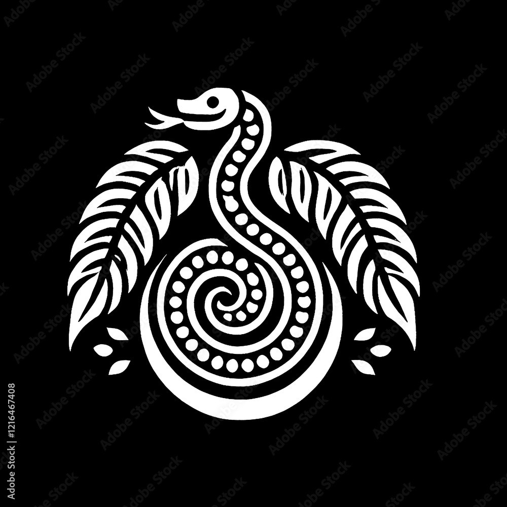 illustration, picture, sketch, shio, a snake in a symbol or emblem of the year in black and white illustration, picture, sketch, shio, a snake in a symbol or emblem of the year in black and white