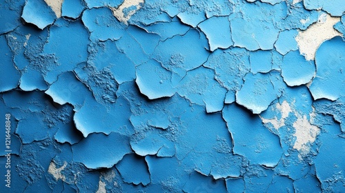 Cracked blue paint wall texture background photo