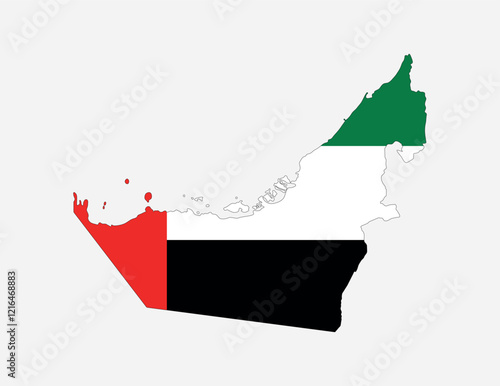 United Arab Emirates Map vector icon. Map of United Arab Emirates in Flag colors.