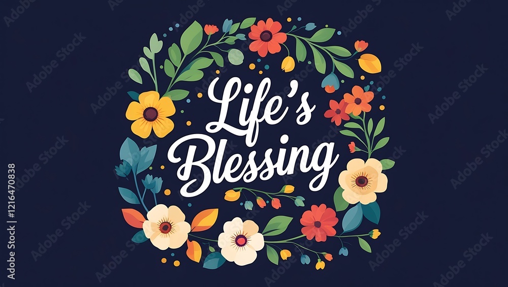 Naklejka premium A Floral Wreath Encircles Lifes Blessing Message