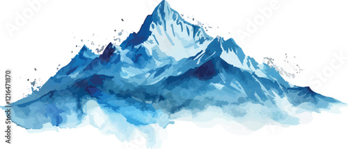 watercolor mountain landscape vector illustration,generative ai