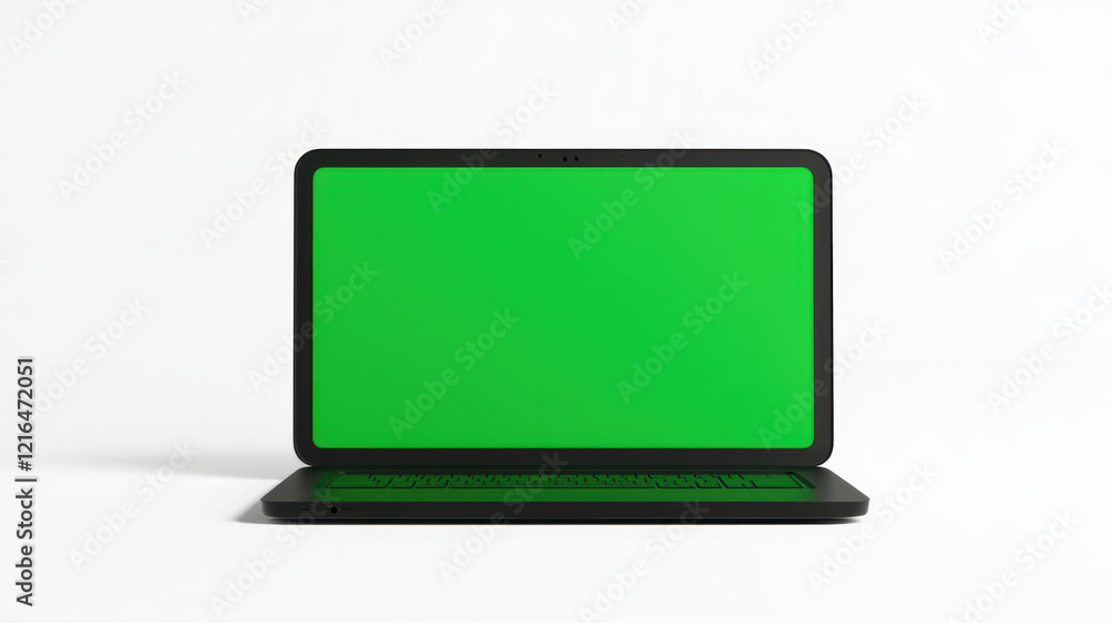 Virtual Reality green screen. Green screen laptop setup for creative projects and gaming Virtual Reality green screen. Green screen laptop setup for creative projects and gaming