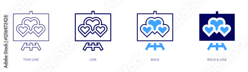 Love picture icon in 4 different styles. Thin Line, Line, Bold, and Bold Line. Duotone style. Editable stroke