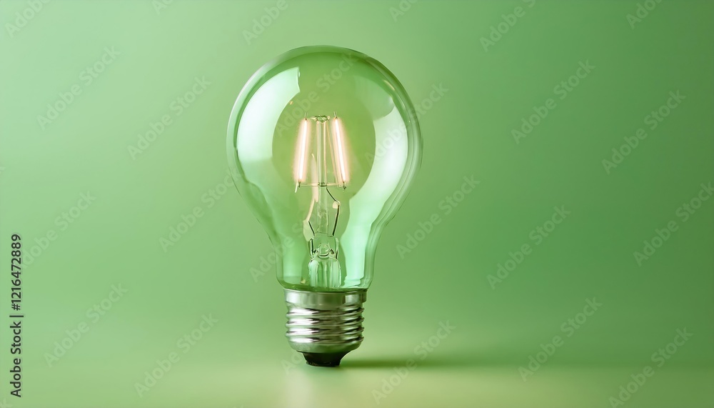 Bright Light Bulb Isolated on Pastel Green Background 3D Creative Concept Bright Light Bulb Isolated on Pastel Green Background 3D Creative Concept