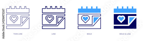 Valentine favorbox icon in 4 different styles. Thin Line, Line, Bold, and Bold Line. Duotone style. Editable stroke photo