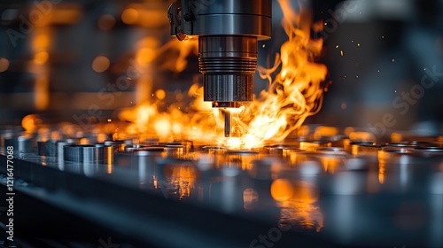 A close-up view of a modern automated assembly line featuring multiple robotic arms engaged in precise tasks.