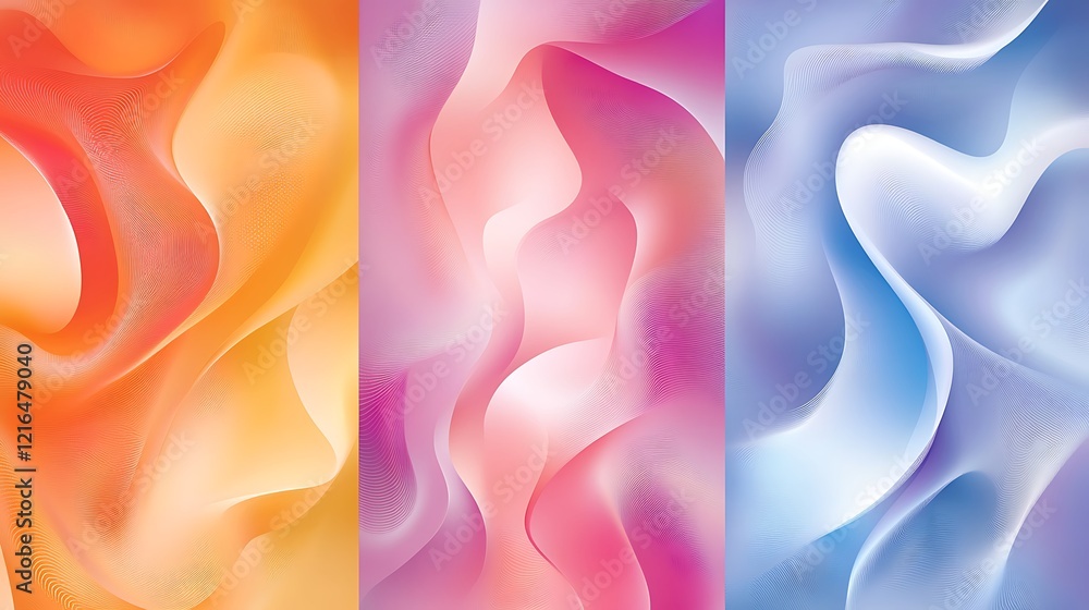 Obraz premium Abstract Colorful Wave Pattern Design Triptych