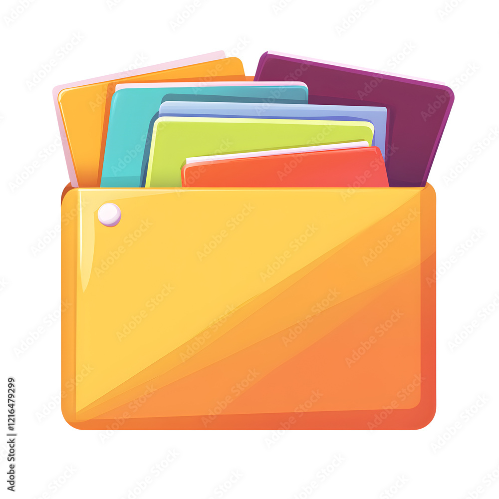 an open folder with colorful documents inside an open folder with colorful documents inside