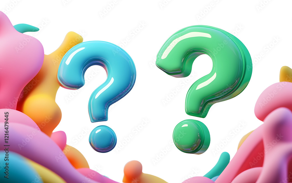 Cartoon question mark, faq problem solution symbol, chat symbol , 3d rendering. Cartoon question mark, faq problem solution symbol, chat symbol , 3d rendering.