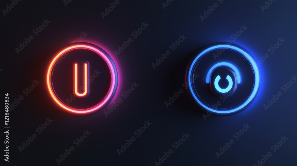 99.A modern design of a power button icon toggling between on and off states, with a digital mouse cursor clicking it, shown in both filled and outlined variations. 99.A modern design of a power button icon toggling between on and off states, with a digital mouse cursor clicking it, shown in both filled and outlined variations.
