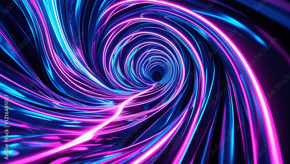 Obraz premium Abstract Light Tunnel with bright neon colors.