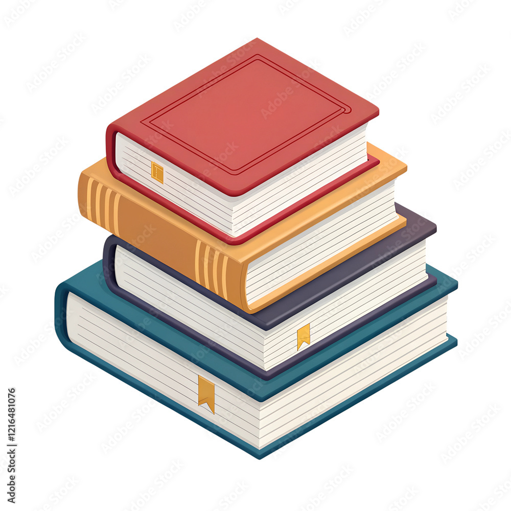 icon 3d Isometric render style of A stack of textbooks, icon, isolated on transparent background icon 3d Isometric render style of A stack of textbooks, icon, isolated on transparent background