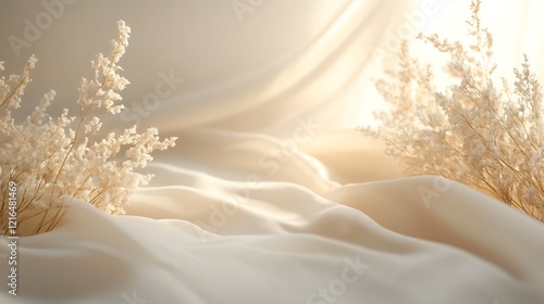 Dried Flowers Resting on Soft Cream Colored Fabric