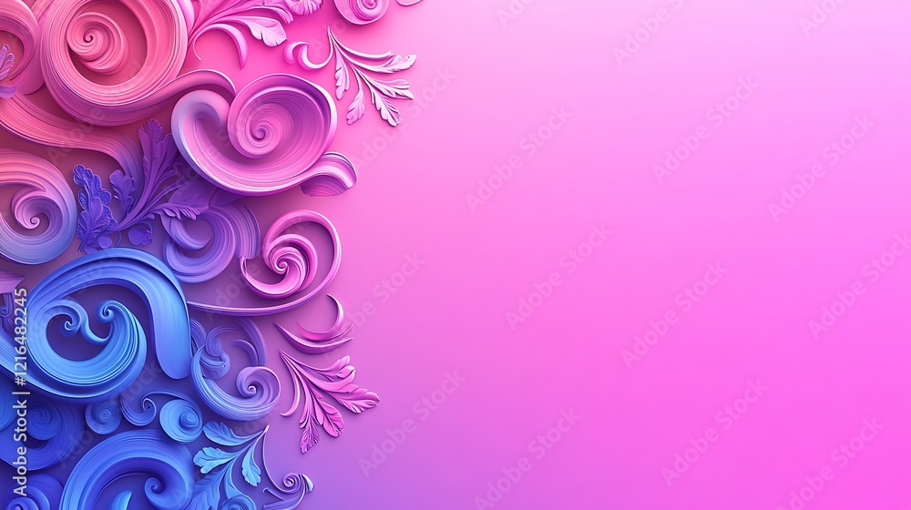 Abstract Swirls and Floral Designs in Pink and Blue Abstract Swirls and Floral Designs in Pink and Blue