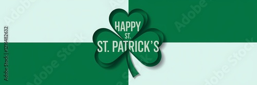 A creative minimalist Saint Patrick's Day poster design with a paper cut-out theme. The design features a large shamrock with the text 