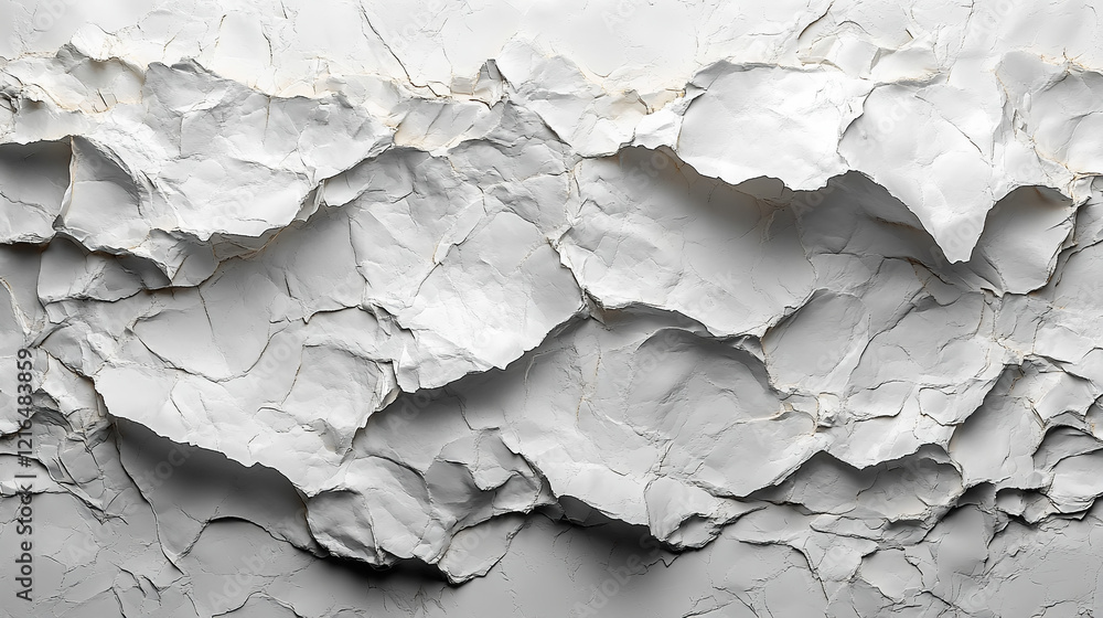 White plaster background with torn edges, rough and textured surface White plaster background with torn edges, rough and textured surface