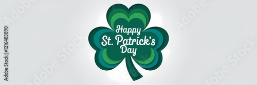 A creative minimalist Saint Patrick's Day poster design with a paper cut-out theme. The poster features a large shamrock with the text 