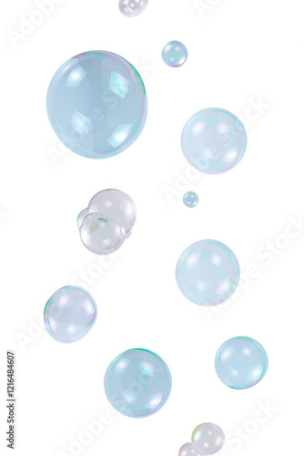 Soap bubbles isolated on a white background.