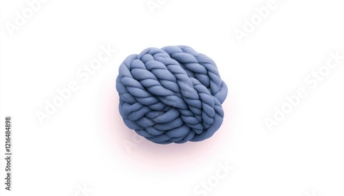 Soft blue knitted ball resting on a white surface, showcasing texture and simplicity for home decor use photo