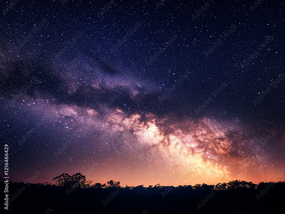 Celestial Splendor: Milky Way Over Dark Forest Celestial Splendor: Milky Way Over Dark Forest