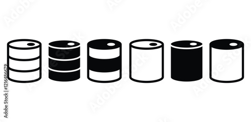 oil barrel fuel icon symbol vector design simple outline and black filled color illustration collection isolated
