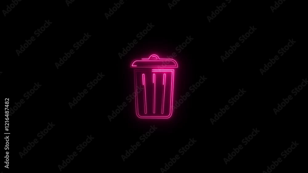 glowing Neon colorful delete icon animation on a black background glowing Neon colorful delete icon animation on a black background
