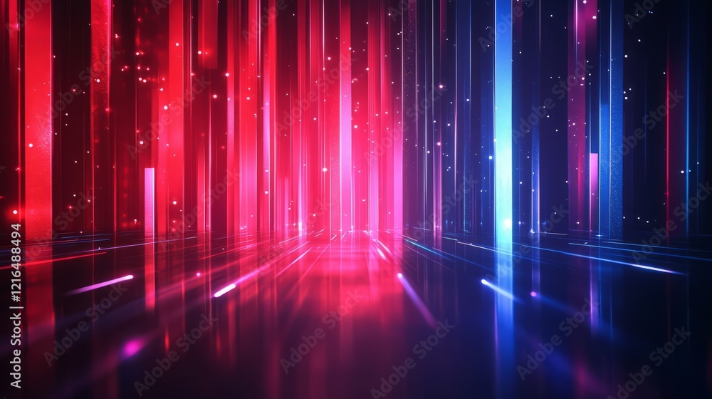 Abstract wallpaper with red and blue vertical pillars, creating a futuristic and dynamic composition with soft light effects Abstract wallpaper with red and blue vertical pillars, creating a futuristic and dynamic composition with soft light effects