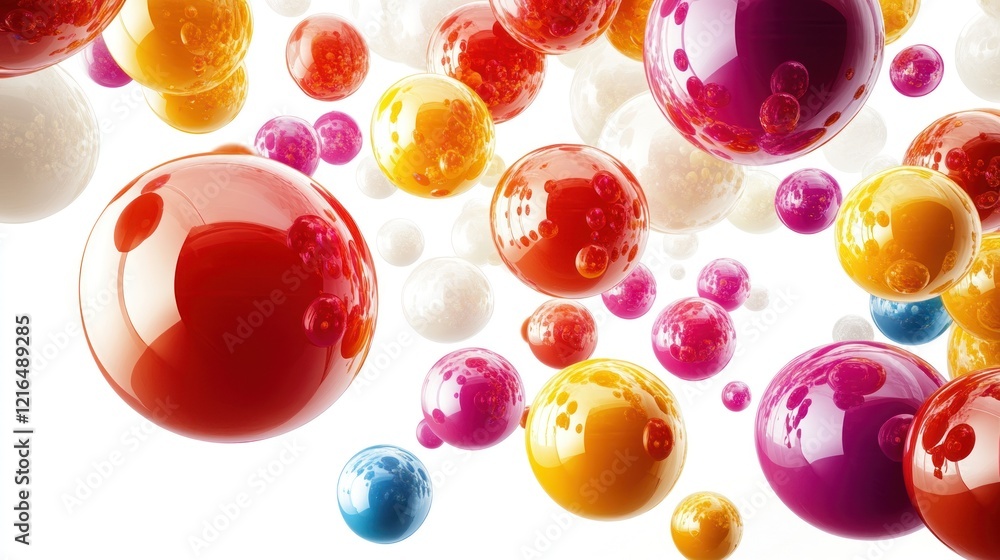 Fototapeta premium Vibrant Colorful Glossy Spheres Floating White Background
