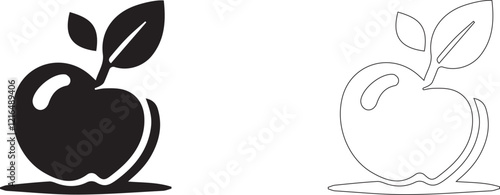Apple with leaves. Editable vector logo.