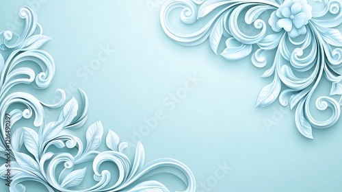 Elegant Blue Floral Scrollwork Design Background