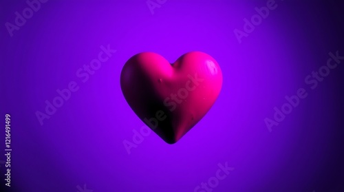 Wallpaper Mural Heart shape, vibrant pink, glowing, neon purple background, digital art, 3D rendering, smooth texture, gradient lighting, romantic, valentine's theme, floating, centered composition, minimalist, high  Torontodigital.ca