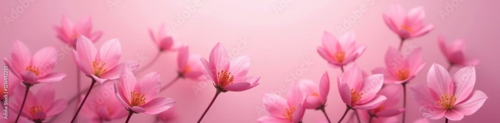 Delicate petal clusters float in a soft pink mist, flower clusters, pink mist Delicate petal clusters float in a soft pink mist, flower clusters, pink mist
