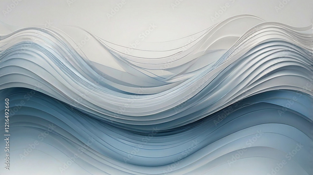 Obraz premium Abstract design with soft waves in shades of blue and white, creating a calm and elegant impression.