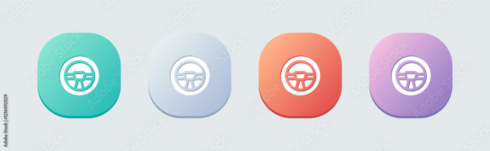 Steering wheel solid icon in flat design style. Automobile signs vector illustration. Steering wheel solid icon in flat design style. Automobile signs vector illustration.