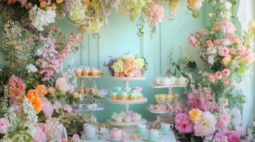 Wallpaper Mural The image depicts a vibrant and colorful dessert table set against a m... Torontodigital.ca