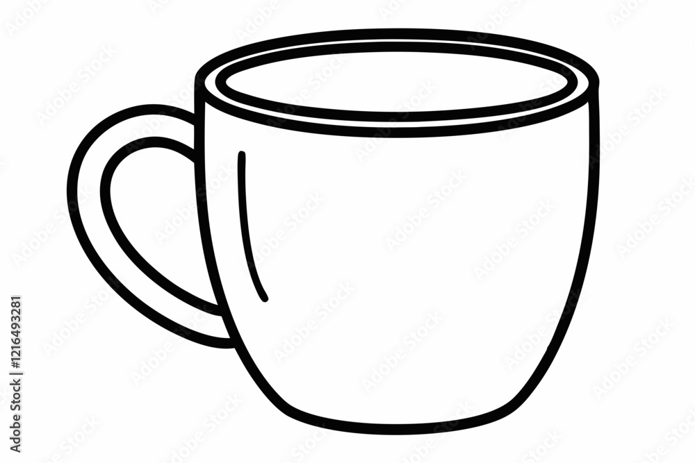 Coffee mug outline on white background. Graphic of coffee mug line art vector illustration
Coffee mug outline on white background. Graphic of coffee mug line art vector illustration