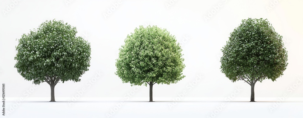 Fototapeta premium The trees Populus alba and Alnus cordata (Italian alder) are shown as isolated PNGs on a transparent background, with sunset lighting and precise cutouts.