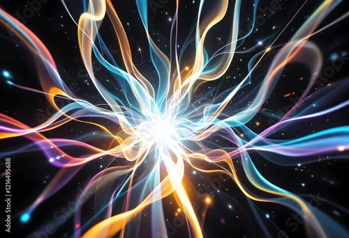 Wallpaper Mural Cosmic Energy Burst: Vibrant Light Streams and Celestial Glow Torontodigital.ca