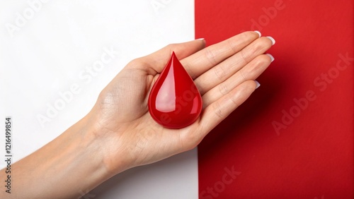 Hand Red Blood Drop, Blood Donation, Hematologic disorders, anemia, sickle cell, hemophilia, leukemia, ITP Awareness photo