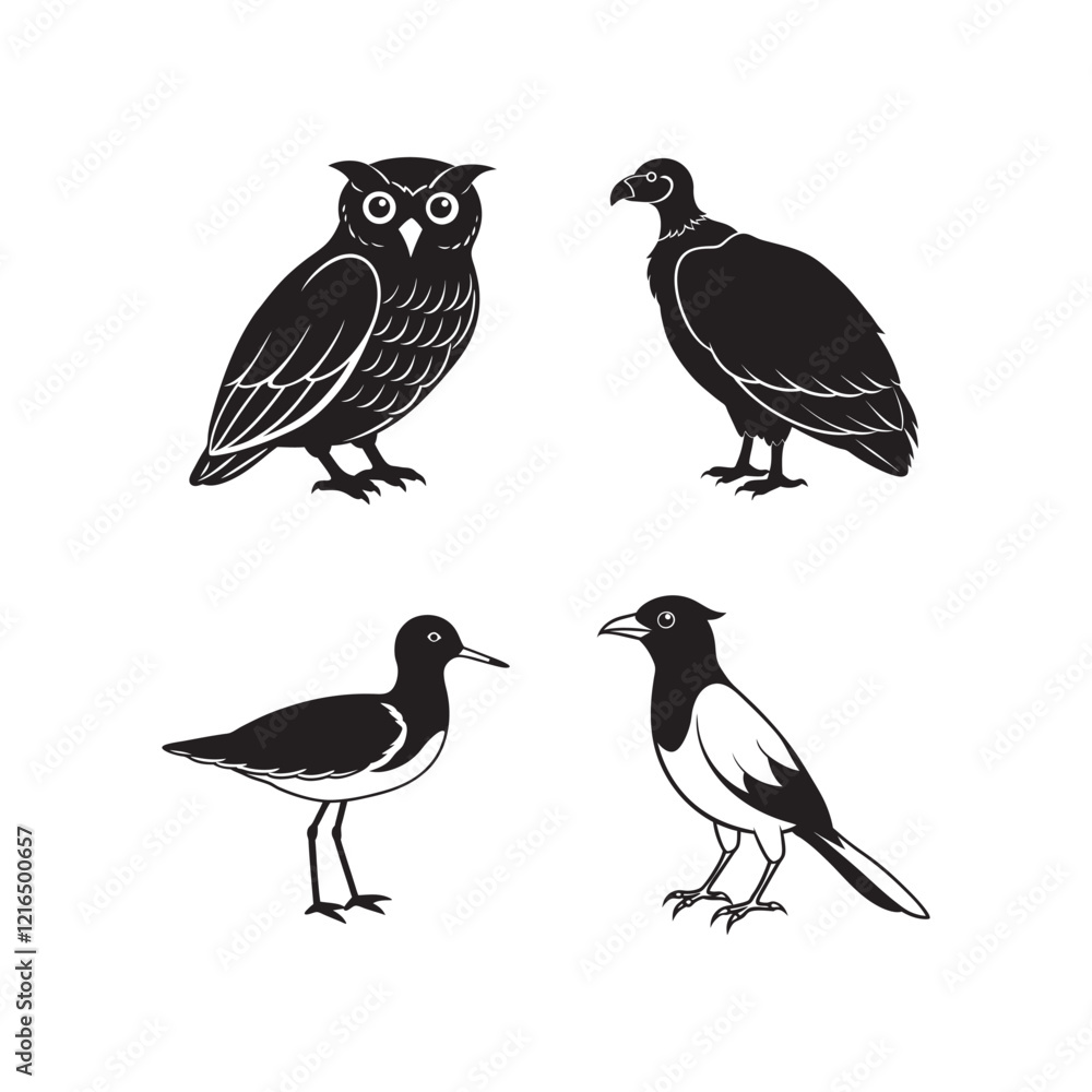 custom made wallpaper toronto digitalAlmost extinct birds bundle with silhouette outline