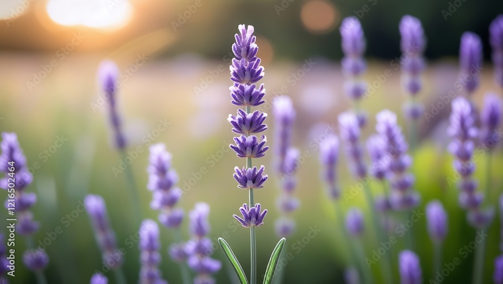 Lavender Flower Blooms in Sunset Light Lavender Flower Blooms in Sunset Light