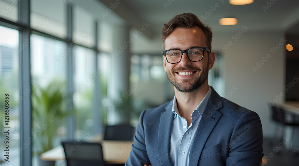 portrait of successful businessman consultant looking at camera and smiling inside modern office building portrait of successful businessman consultant looking at camera and smiling inside modern office building