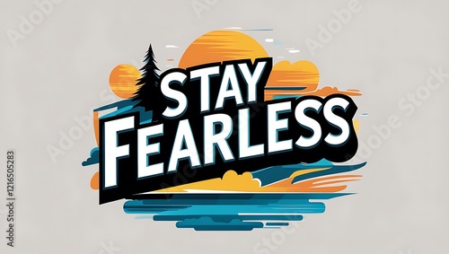 Stay Fearless Motivational Sunset Landscape Design