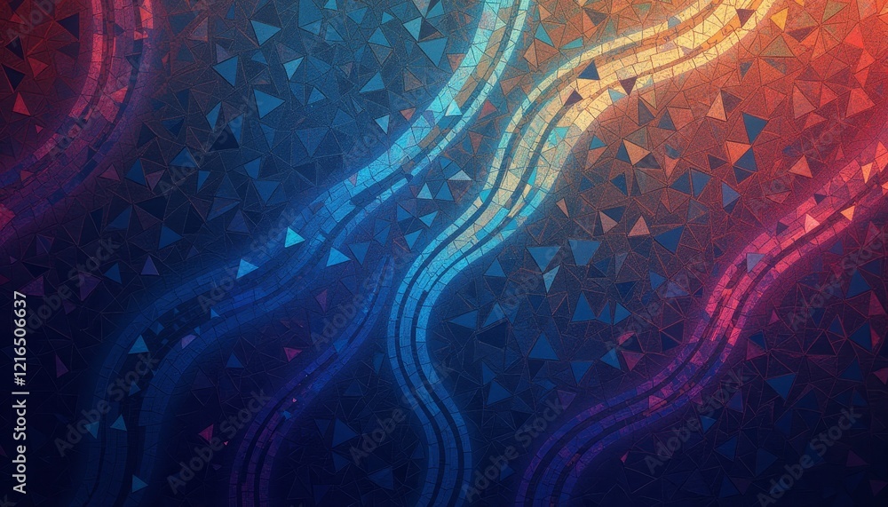 Obraz premium Colorful mosaic of shiny glass pieces with a gradient effect.