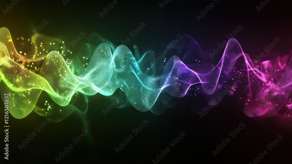 Fototapeta premium Abstract Rainbow Waves of Light and Sparkle