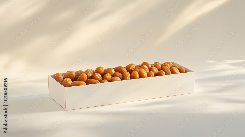 Medjool dates arranged in a white box with soft natural lighting. Medjool dates arranged in a white box with soft natural lighting.