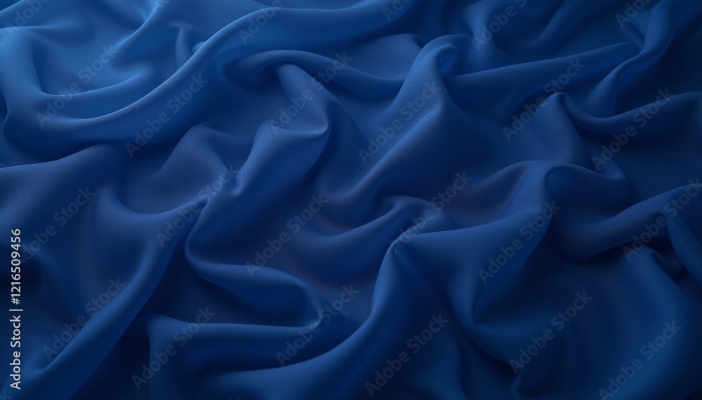 Obraz premium Dark blue fabric with soft flowing folds.