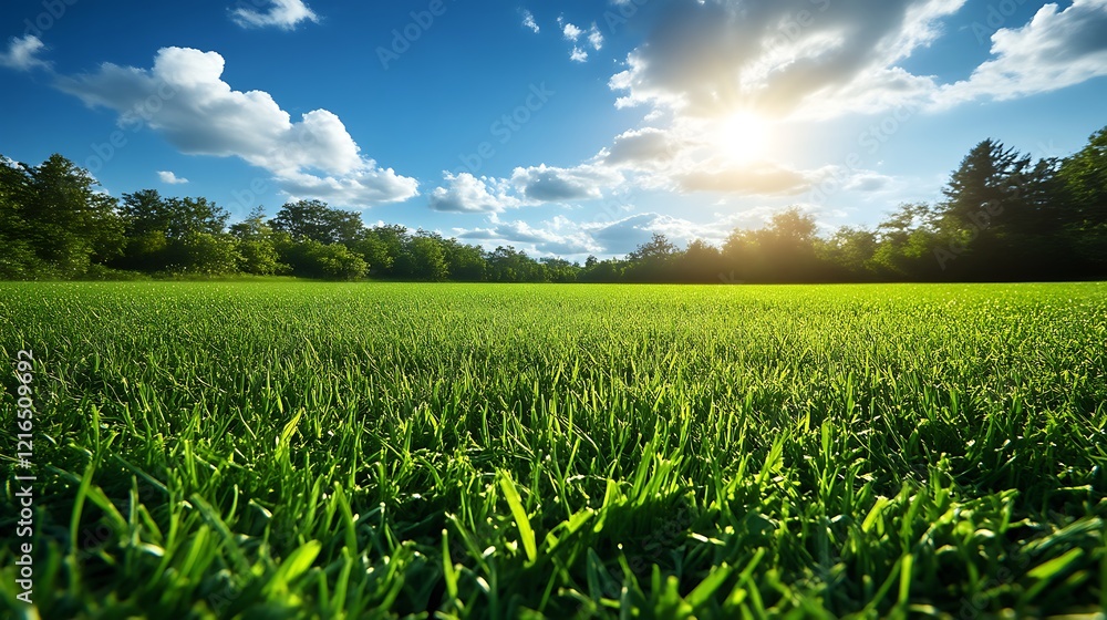 Lush Green Field Under a Sunny Sky Lush Green Field Under a Sunny Sky